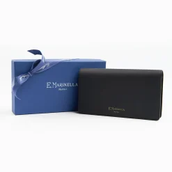 Black Big Wallet In Soft Leather