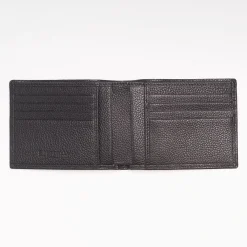 Black Hammered Leather Horizontal Wallet