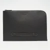 Black Leather Portfolio With Strap