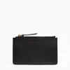 Black Leather Zip Credit Card Holder