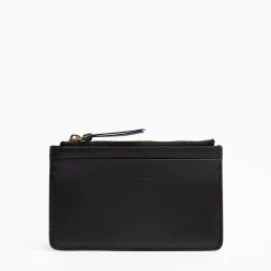 Black Leather Zip Credit Card Holder