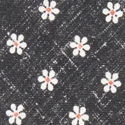 Black Sartorial Cotton And Silk Tie - Large Flower Pattern