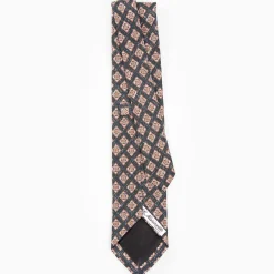 Black Sartorial Cotton And Silk Tie - Large Flower Pattern