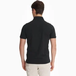 Black Short Sleeve Pique Cotton Polo