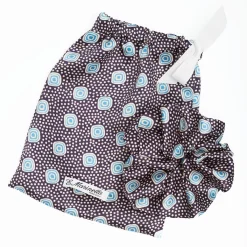 Black Silk Scrunchie - Geometric Pattern