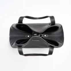 Black Textured Leather Tote Bag