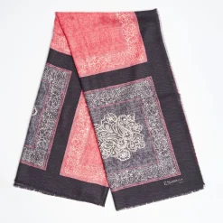 Black Wool And Silk Stole Alternate Checks