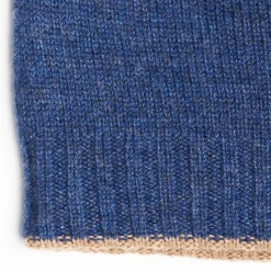 Blue And Beige Bicolor Cashmere Beanie