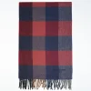 Blue And Burgundy Cashmere Plaid Scarf With Bangs