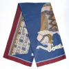 Blue And Burgundy Wide Wool Scarf Ethnic Pattern