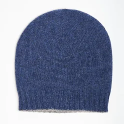 Blue And Grey Bicolor Cashmere Beanie