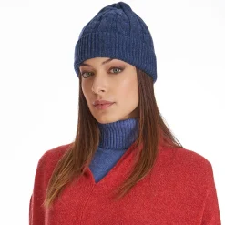 Blue Cashmere Braid Beanie