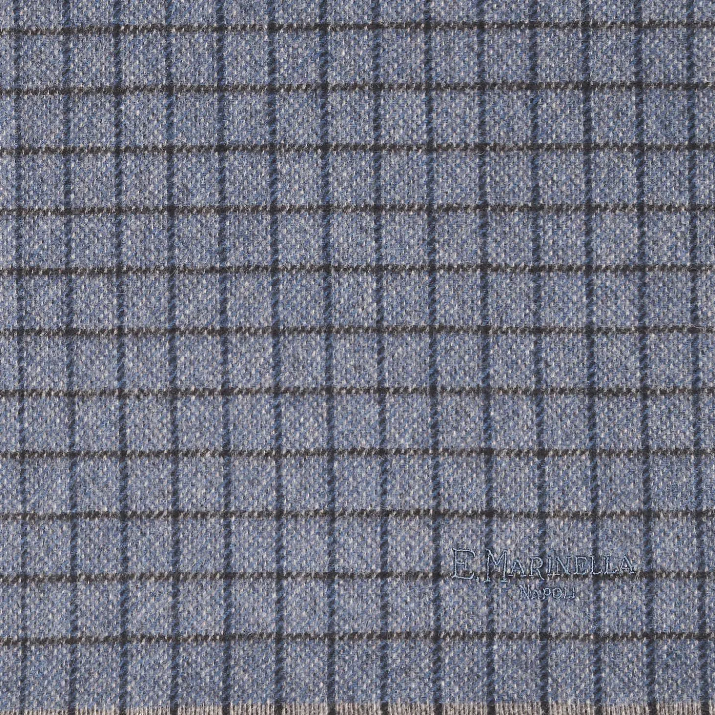 Blue Cashmere Small-Check Scarf