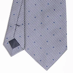 Blue Ceremonial Jacquard Silk Tie Polka Dot Pattern