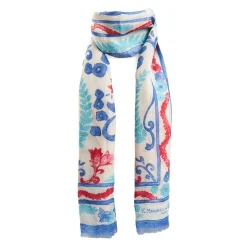 Blue Cotton And Linen Scarf
