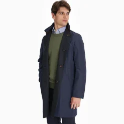 Blue Double-Faced Wool And Cashmere Coat