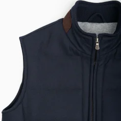 Blue Down Gilet With Alcantara Details