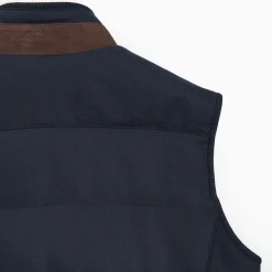 Blue Down Gilet With Alcantara Details