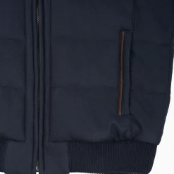 Blue Down Gilet With Alcantara Details