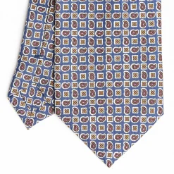 Blue Extra Long Sartorial Silk Tie - Paisley Pattern