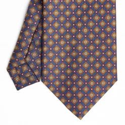 Blue Extra Long Sartorial Silk Tie - Large Flower Pattern