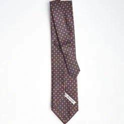 Blue Extra Long Sartorial Silk Tie - Large Flower Pattern