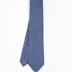 Blue 5 Fold Sartorial Silk Tie - Small Flower Pattern