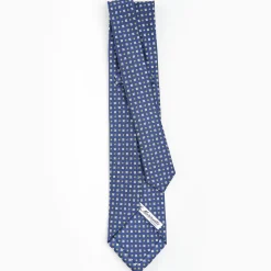 Blue 5 Fold Sartorial Silk Tie - Small Flower Pattern