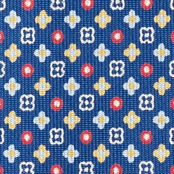 Blue 5 Fold Sartorial Silk Tie - Small Flower Pattern