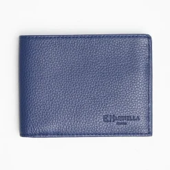 Blue Hammered Leather Horizontal Wallet