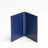 Blue Leather Folding Card Holder - 10 Compartments