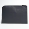Blue Leather Portfolio With Strap