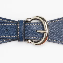 Blue Leather Scarf-Buckle