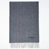 Blue Light Pure Cashmere Fringed Scarf