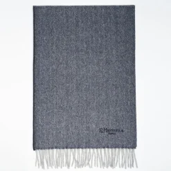 Blue Light Pure Cashmere Fringed Scarf