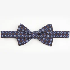 Blue Pre-Knotted Silk Bowtie- Large Flower Pattern