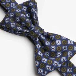 Blue Pre-Knotted Silk Bowtie- Large Flower Pattern