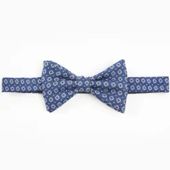 Blue Pre-Knotted Silk Bowtie- Large Geometric Pattern