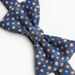 Blue Pre-Knotted Silk Bowtie- Small Flower Pattern
