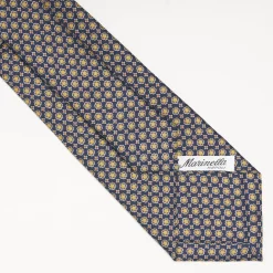 Blue Sartorial Classic Silk Tie Large Flower Pattern