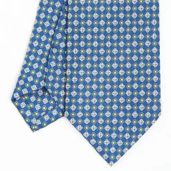 Blue Sartorial Classic Silk Tie - Small Flower Pattern