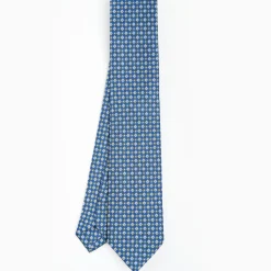 Blue Sartorial Classic Silk Tie - Small Flower Pattern