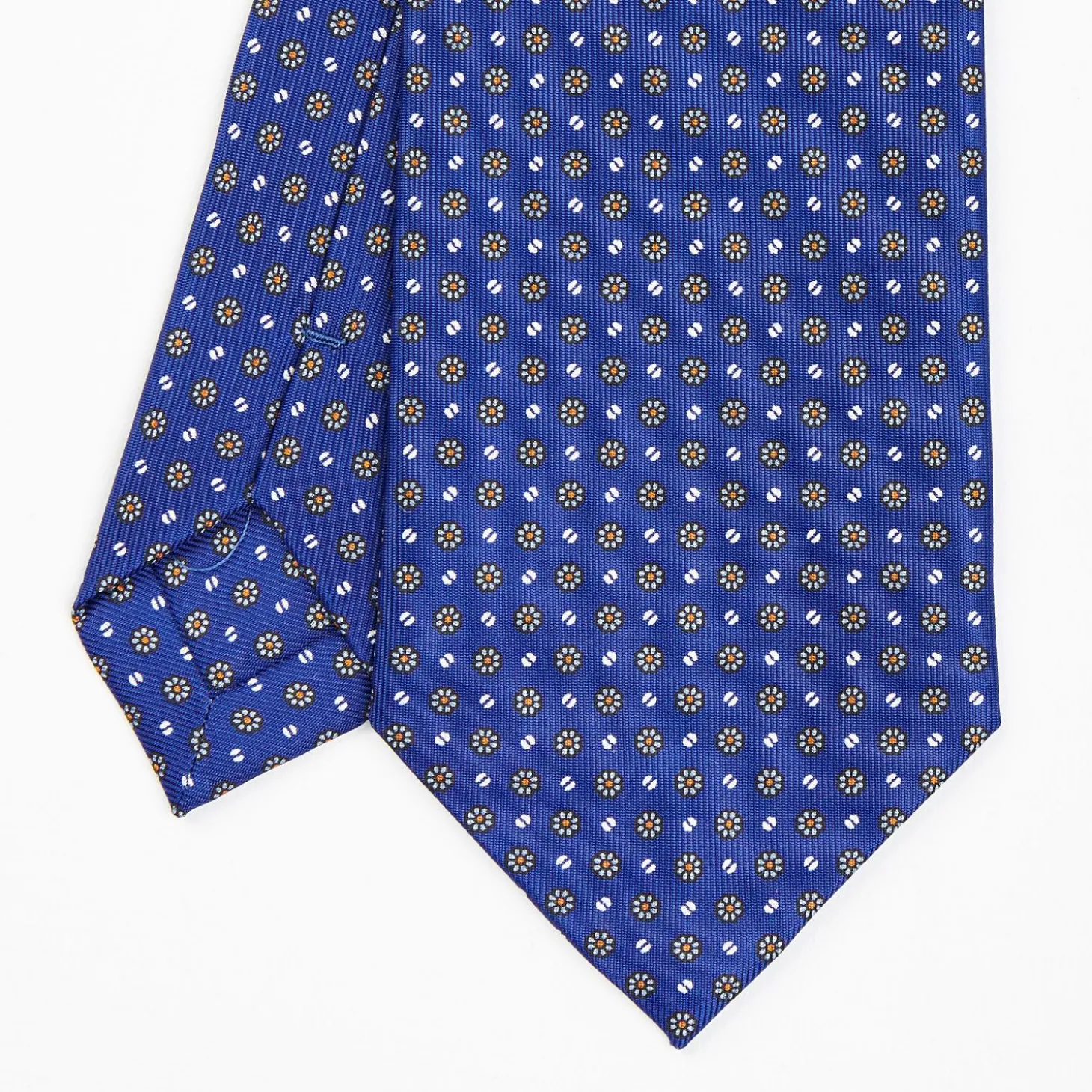 Blue Sartorial Classic Silk Tie - Small Flower Pattern