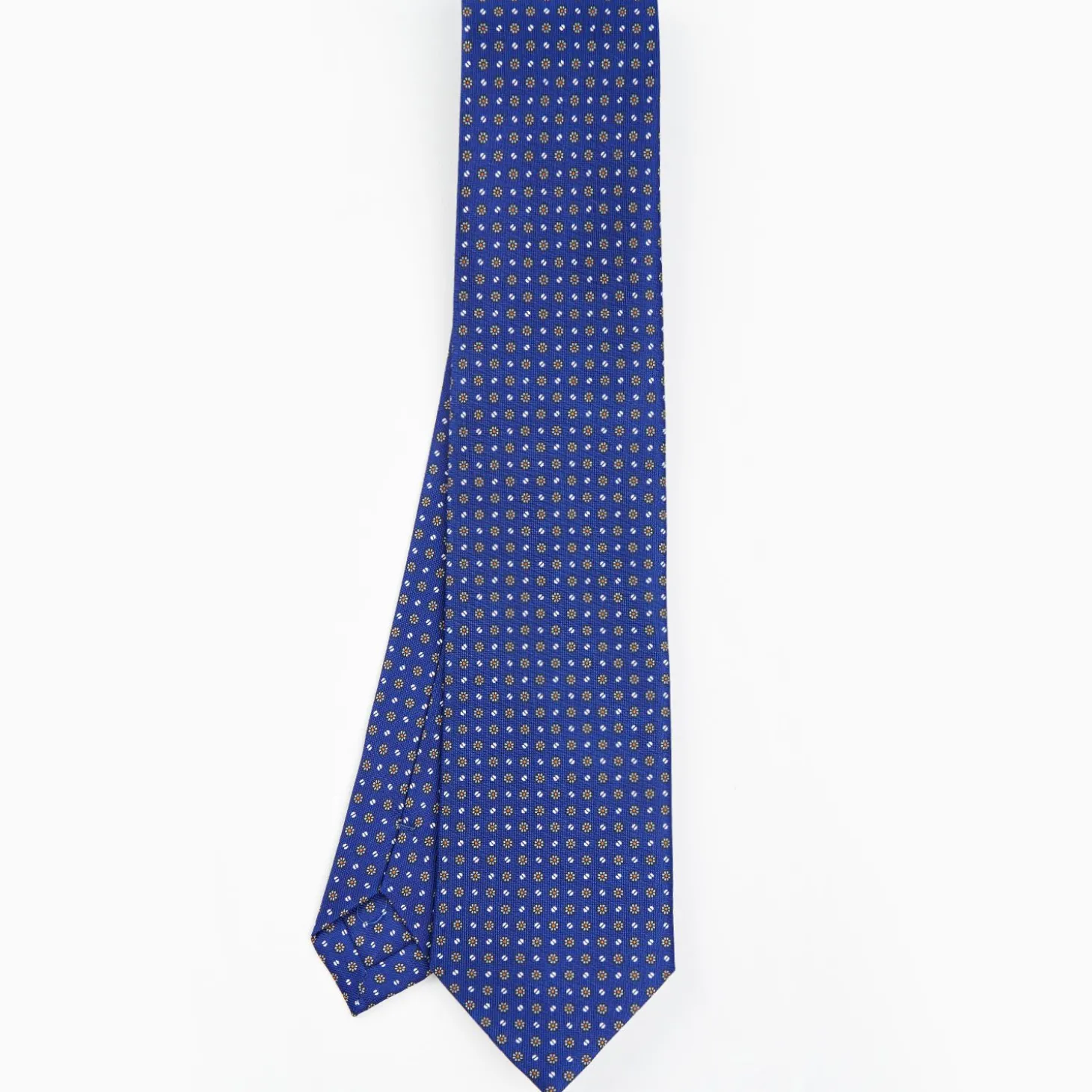 Blue Sartorial Classic Silk Tie - Small Flower Pattern