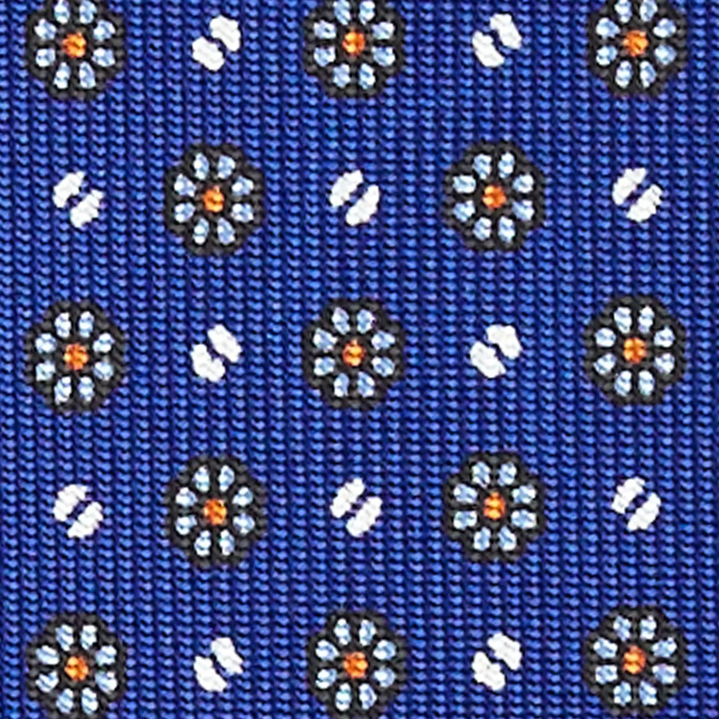 Blue Sartorial Classic Silk Tie - Small Flower Pattern