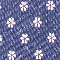 Blue Sartorial Cotton And Silk Tie - Large Flower Pattern