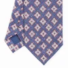 Blue Sartorial Cotton And Silk Tie - Large Flower Pattern