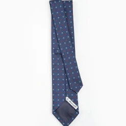 Blue Sartorial Jacquard Silk Tie - Small Flower Designs