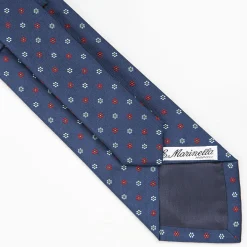 Blue Sartorial Jacquard Silk Tie - Small Flower Designs