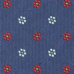 Blue Sartorial Jacquard Silk Tie - Small Flower Designs